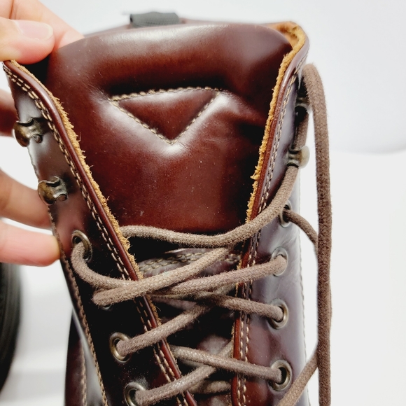 Club Room Italy Made Men Sz 11M Brown Leather Cap-Toe Lace Up Dress Ankle Boots. - Picture 9 of 13